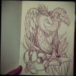 Пример рисунка татуировки птица Гриф 13.12.2020 №415 -tattoo vulture- tatufoto.com