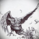 Пример рисунка татуировки птица Гриф 13.12.2020 №436 -tattoo vulture- tatufoto.com