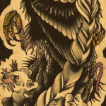 Пример рисунка татуировки птица Гриф 13.12.2020 №454 -tattoo vulture- tatufoto.com