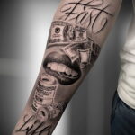 Рисунок татуировки на тему денег 01.12.2020 №047 -money tattoo- tatufoto.com