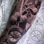 Рисунок татуировки на тему денег 01.12.2020 №077 -money tattoo- tatufoto.com