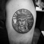 Рисунок татуировки на тему монетки 03.12.2020 №017 -money tattoo- tatufoto.com