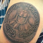 Рисунок татуировки на тему монетки 03.12.2020 №021 -money tattoo- tatufoto.com