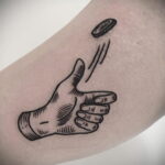 Рисунок татуировки на тему монеты 01.12.2020 №014 -coin tattoo- tatufoto.com