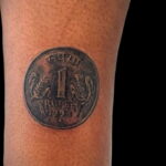 Рисунок татуировки на тему монеты 01.12.2020 №024 -coin tattoo- tatufoto.com