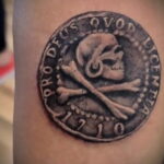 Рисунок татуировки на тему монеты 01.12.2020 №035 -coin tattoo- tatufoto.com