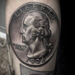 Рисунок татуировки на тему монеты 01.12.2020 №053 -coin tattoo- tatufoto.com