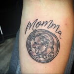 Рисунок татуировки на тему монеты 01.12.2020 №062 -coin tattoo- tatufoto.com
