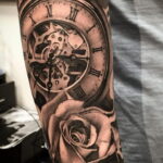 Тату роза и часы на предплечье 01.12.2020 №006 -rose tattoo- tatufoto.com
