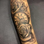 Тату роза и часы на предплечье 01.12.2020 №009 -rose tattoo- tatufoto.com