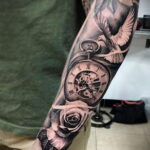 Тату роза и часы на предплечье 01.12.2020 №016 -rose tattoo- tatufoto.com