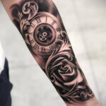 Тату роза и часы на предплечье 01.12.2020 №024 -rose tattoo- tatufoto.com