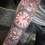 Тату роза и часы на предплечье 01.12.2020 №026 -rose tattoo- tatufoto.com