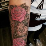 Тату роза и часы на предплечье 01.12.2020 №029 -rose tattoo- tatufoto.com