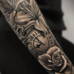 Тату роза и часы на предплечье 01.12.2020 №033 -rose tattoo- tatufoto.com