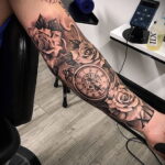 Тату роза и часы на предплечье 01.12.2020 №034 -rose tattoo- tatufoto.com