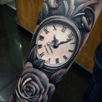 Тату роза и часы на предплечье 01.12.2020 №038 -rose tattoo- tatufoto.com