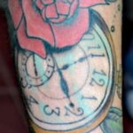 Тату роза и часы на предплечье 01.12.2020 №039 -rose tattoo- tatufoto.com