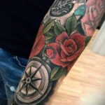 Тату роза и часы на предплечье 01.12.2020 №064 -rose tattoo- tatufoto.com