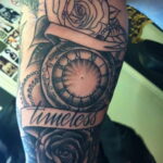 Тату роза и часы на предплечье 01.12.2020 №067 -rose tattoo- tatufoto.com