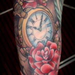 Тату роза и часы на предплечье 01.12.2020 №069 -rose tattoo- tatufoto.com
