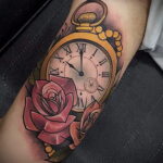 Тату роза и часы на предплечье 01.12.2020 №074 -rose tattoo- tatufoto.com
