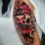 Тату роза и череп на предплечье 01.12.2020 №038 -rose tattoo- tatufoto.com