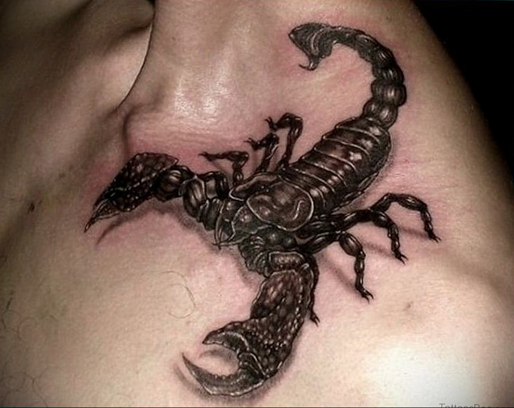 Фото Тату скорпион на шее 16.01.2021 № 0046 -scorpion tattoo on neck- tatuf...