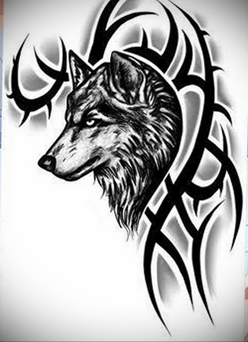 Эскизы тату в стиле трайбл волк