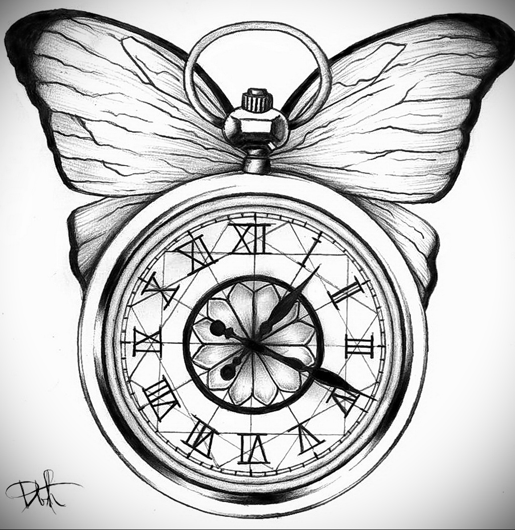 Фото эскиза для тату часы 19.01.2021 № 0007 - tattoo clock sketches - tatuf...