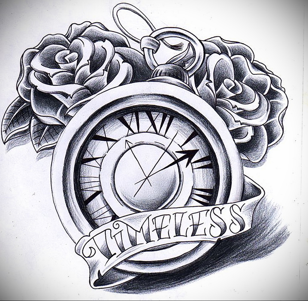 Фото эскиза для тату часы 19.01.2021 № 0013 - tattoo clock sketches - tatuf...