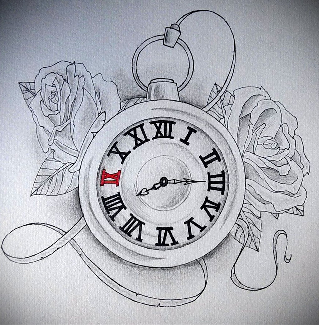 Фото эскиза для тату часы 19.01.2021 № 0037 - tattoo clock sketches - tatuf...