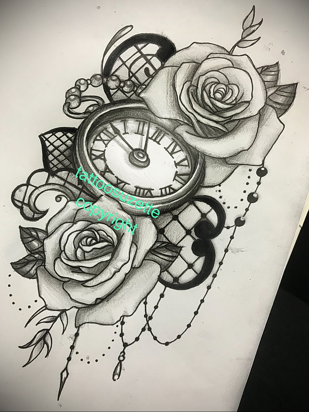 Фото эскиза для тату часы 19.01.2021 № 0060 - tattoo clock sketches - tatuf...