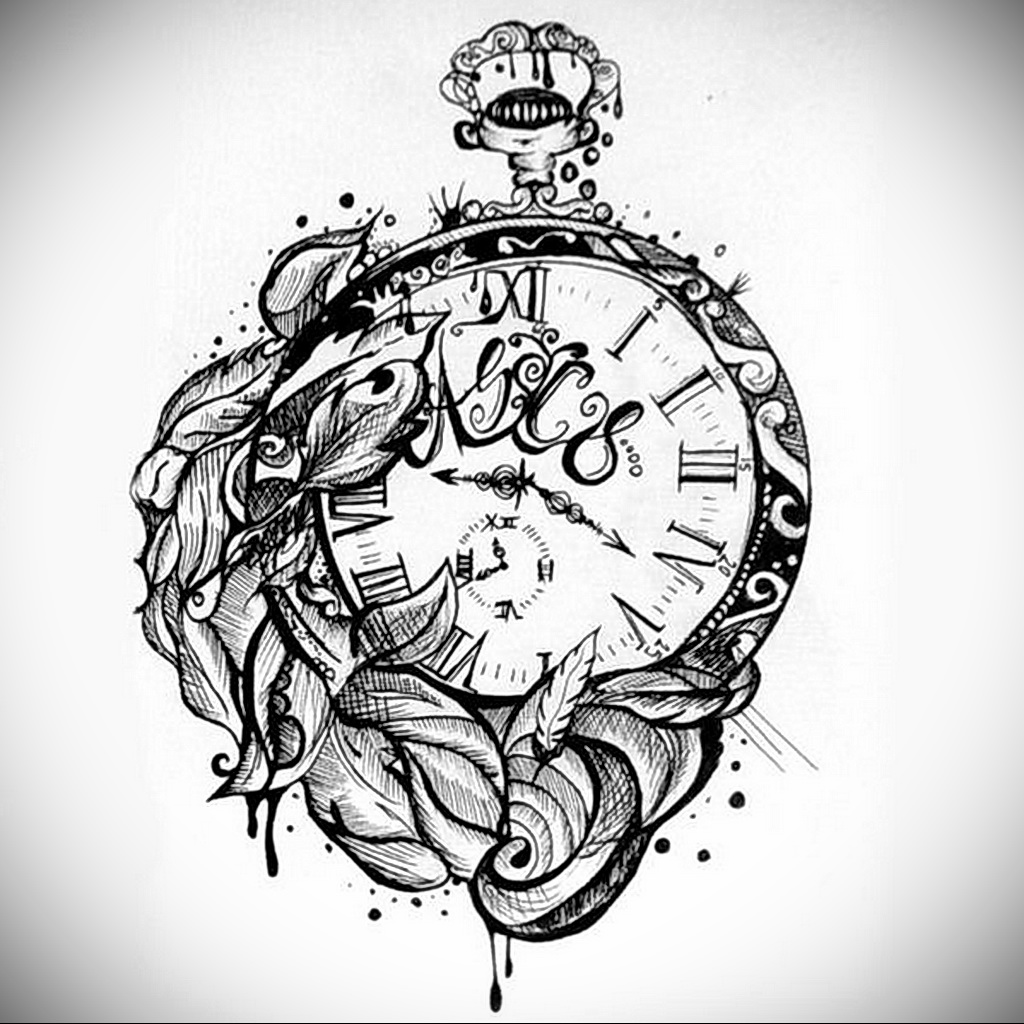 Фото эскиза для тату часы 19.01.2021 № 0071 - tattoo clock sketches - tatuf...