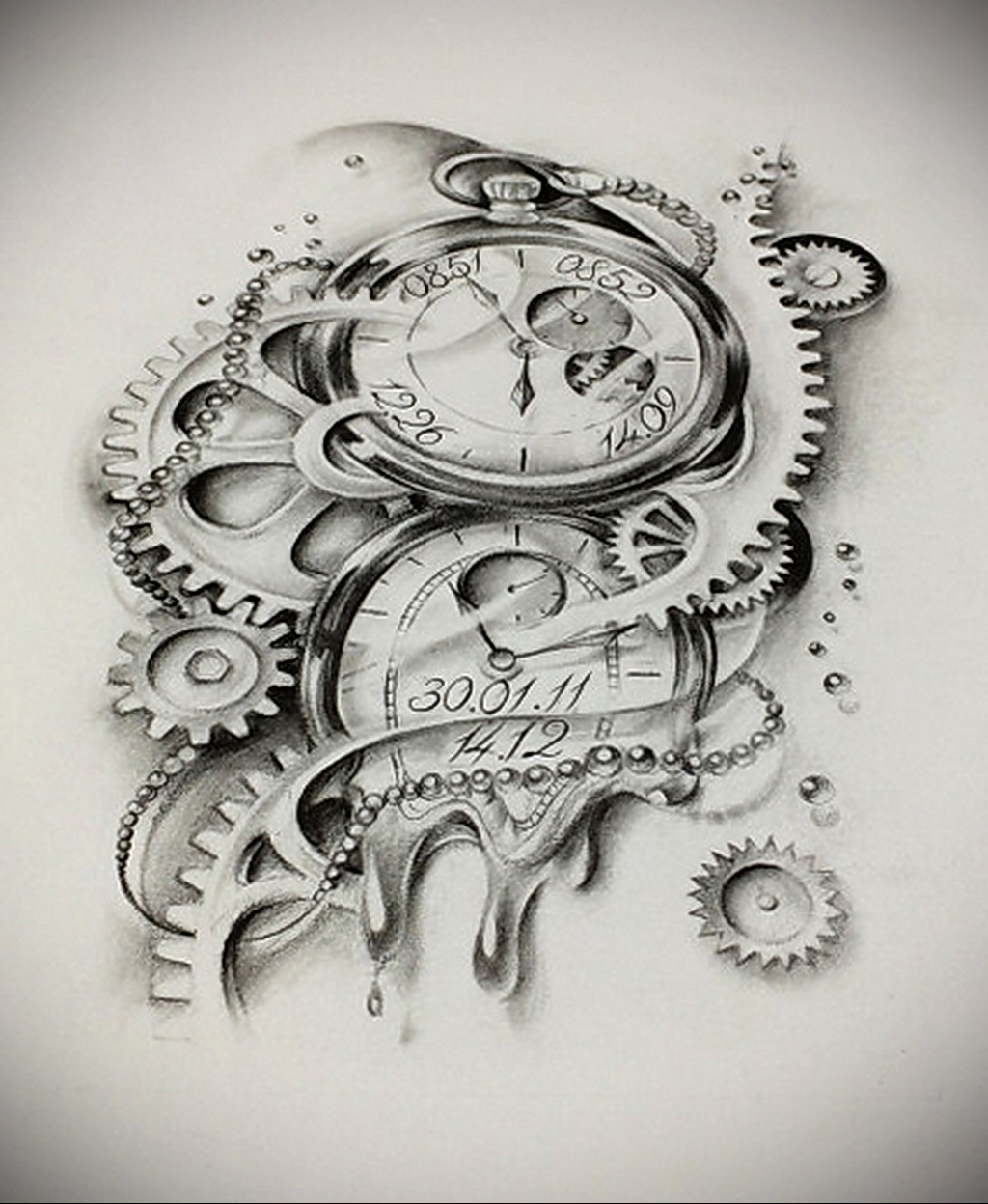 Фото эскиза для тату часы 19.01.2021 № 0089 - tattoo clock sketches - tatuf...
