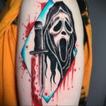 Призрачное лицо – фото тату 13.01.2021 №0011 -Norman Bates tattoo- tatufoto.com