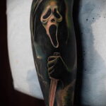 Призрачное лицо – фото тату 13.01.2021 №0016 -Norman Bates tattoo- tatufoto.com