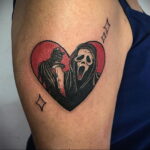 Призрачное лицо – фото тату 13.01.2021 №0017 -Norman Bates tattoo- tatufoto.com