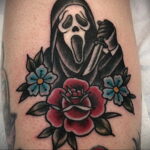 Призрачное лицо – фото тату 13.01.2021 №0067 -Norman Bates tattoo- tatufoto.com