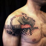 Тату в стиле реализм на плече 02.01.2021 №077 -realism tattoo on shoulder- tatufoto.com