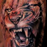 Тату в стиле реализм со львом 02.01.2021 №022 -lion tattoo realism- tatufoto.com