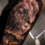 Тату в стиле реализм со львом 02.01.2021 №026 -lion tattoo realism- tatufoto.com