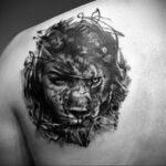 Тату в стиле реализм со львом 02.01.2021 №048 -lion tattoo realism- tatufoto.com