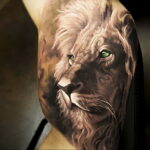 Тату в стиле реализм со львом 02.01.2021 №055 -lion tattoo realism- tatufoto.com