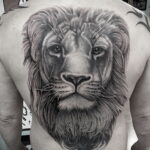 Тату в стиле реализм со львом 02.01.2021 №078 -lion tattoo realism- tatufoto.com