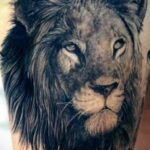 Тату в стиле реализм со львом 02.01.2021 №120 -lion tattoo realism- tatufoto.com