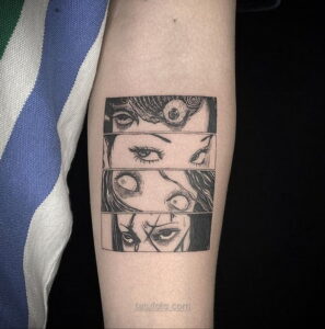 Тату ужас Дзюндзи Ито 12.01.2021 №0007 -horror tattoo Junji Ito- tatufoto.com
