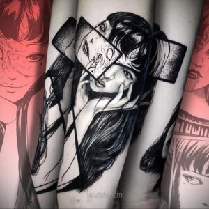 Тату ужас Дзюндзи Ито 12.01.2021 №0009 -horror tattoo Junji Ito- tatufoto.com