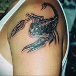 Фото Тату скорпион на плече 16.01.2021 №0019 -scorpion tattoo on shoulder- tatufoto.com