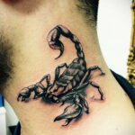 Фото Тату скорпион на шее 16.01.2021 №0043 -scorpion tattoo on neck- tatufoto.com